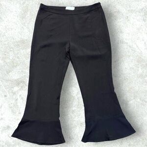 Anthropologie x The Coverii Black Cropped Ruffle Hem Pants M